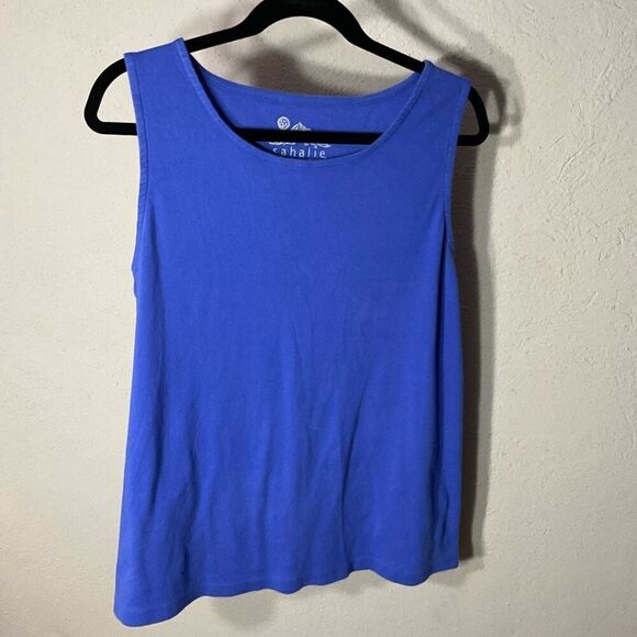 Sahalie Womens Relaxed Fit Cotton Knit Sleeveless Shirt Tank Top Blue XL - Picture 5 of 5